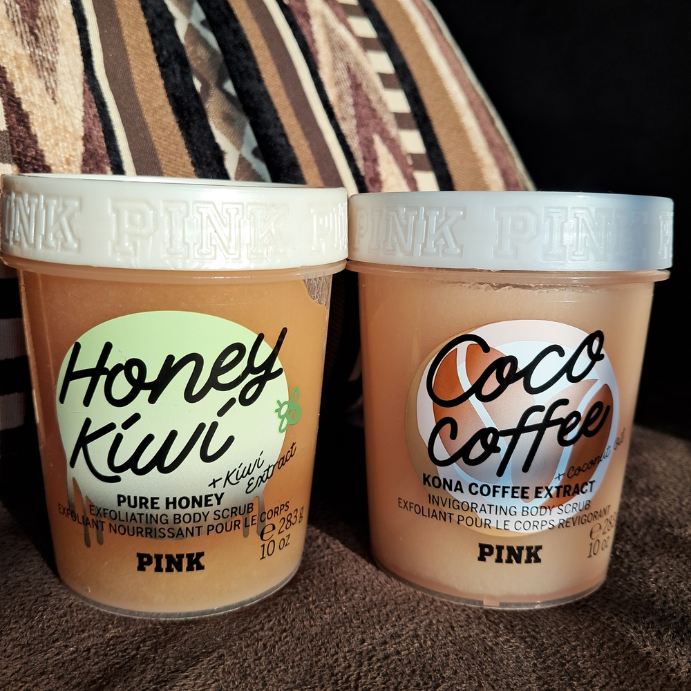 PINK Victoria's Secret Honey Kiwi and Coco Coffee Body Scrubs